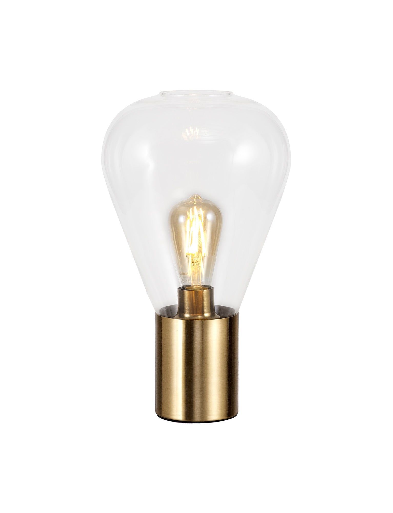 Olivier Narrow Table Lamp, Ancient Brass/Clear Glass, Satin Nickel/Opal Glass