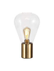 Olivier Narrow Table Lamp, Ancient Brass/Clear Glass, Satin Nickel/Opal Glass