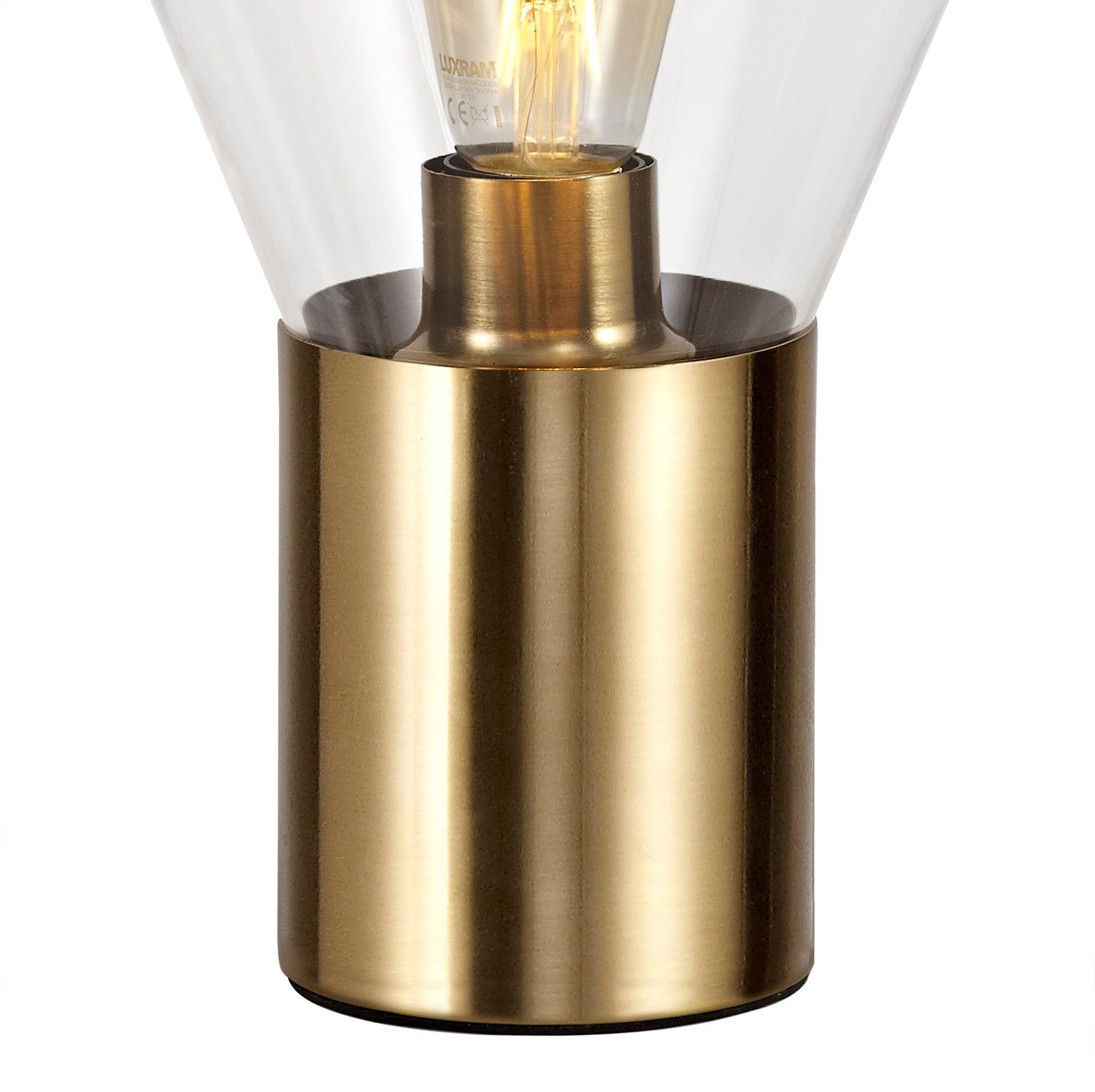 Olivier Narrow Table Lamp, Ancient Brass/Clear Glass, Satin Nickel/Opal Glass