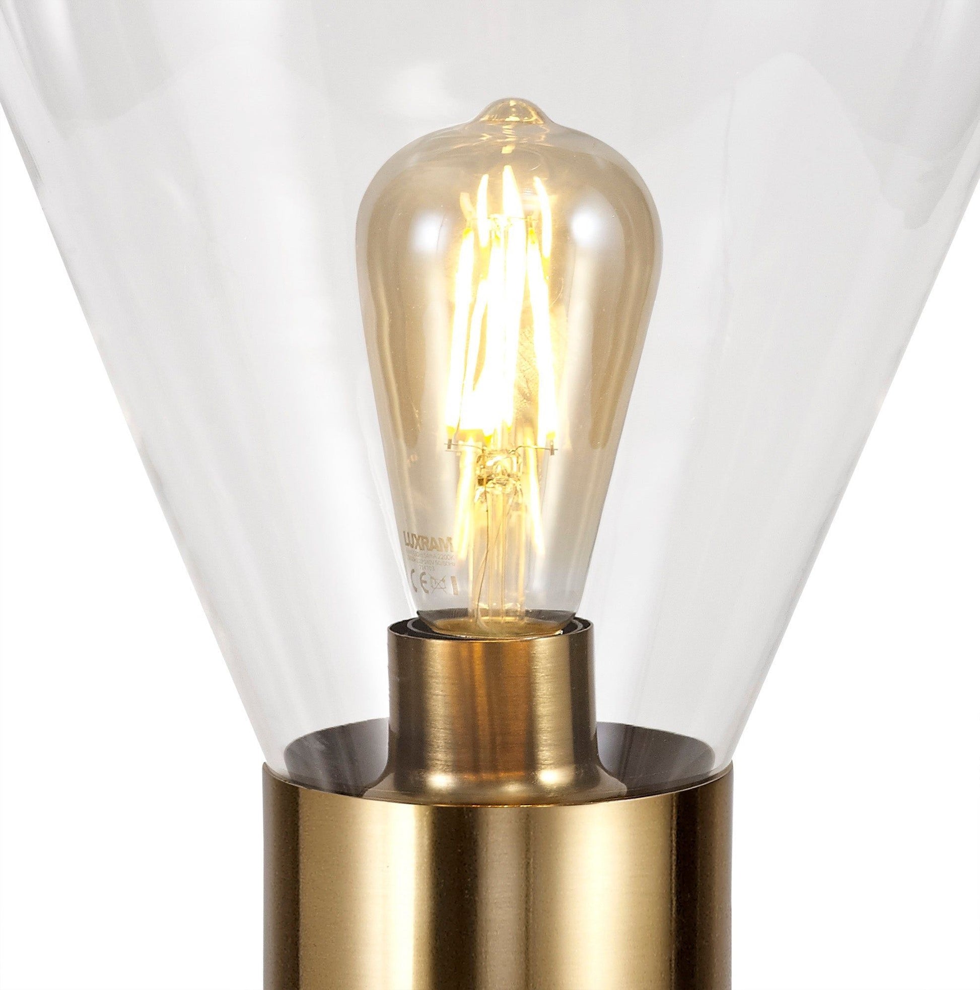 Olivier Narrow Table Lamp, Ancient Brass/Clear Glass, Satin Nickel/Opal Glass