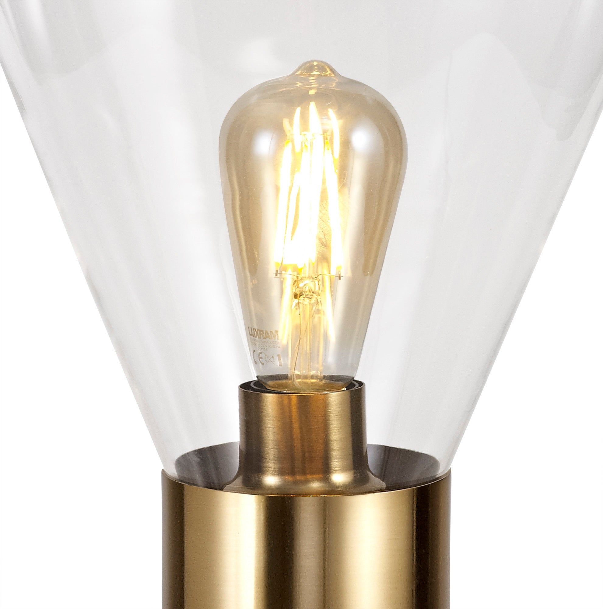 Olivier Narrow Table Lamp, Ancient Brass/Clear Glass, Satin Nickel/Opal Glass