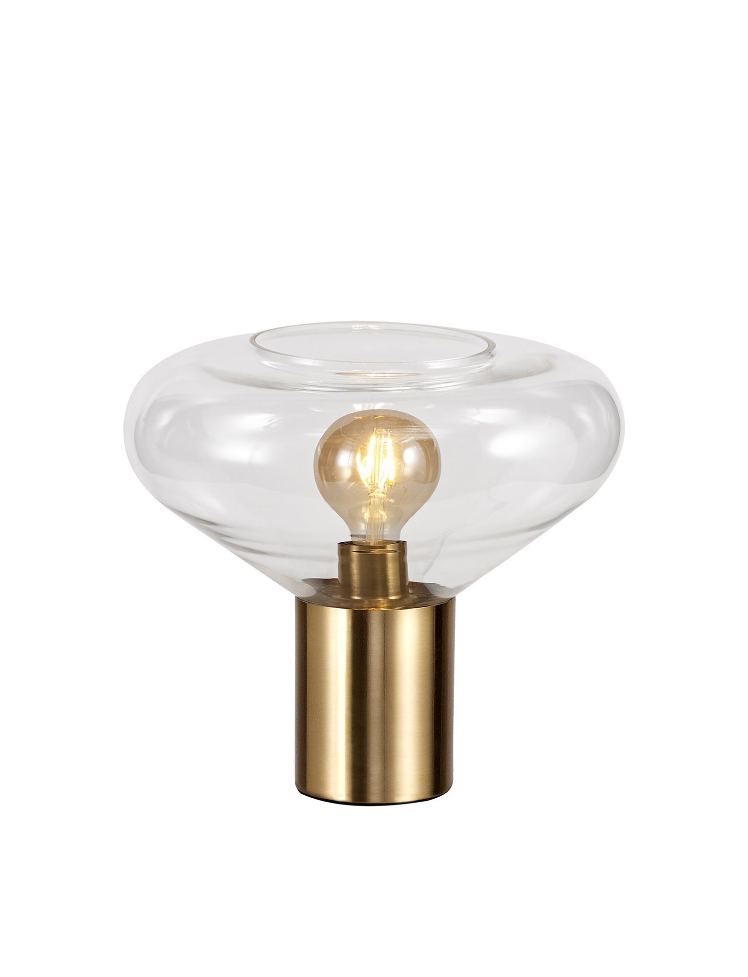 Olivier Narrow Table Lamp, Ancient Brass/Clear Glass, Satin Nickel/Opal Glass