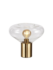 Olivier Narrow Table Lamp, Ancient Brass/Clear Glass, Satin Nickel/Opal Glass