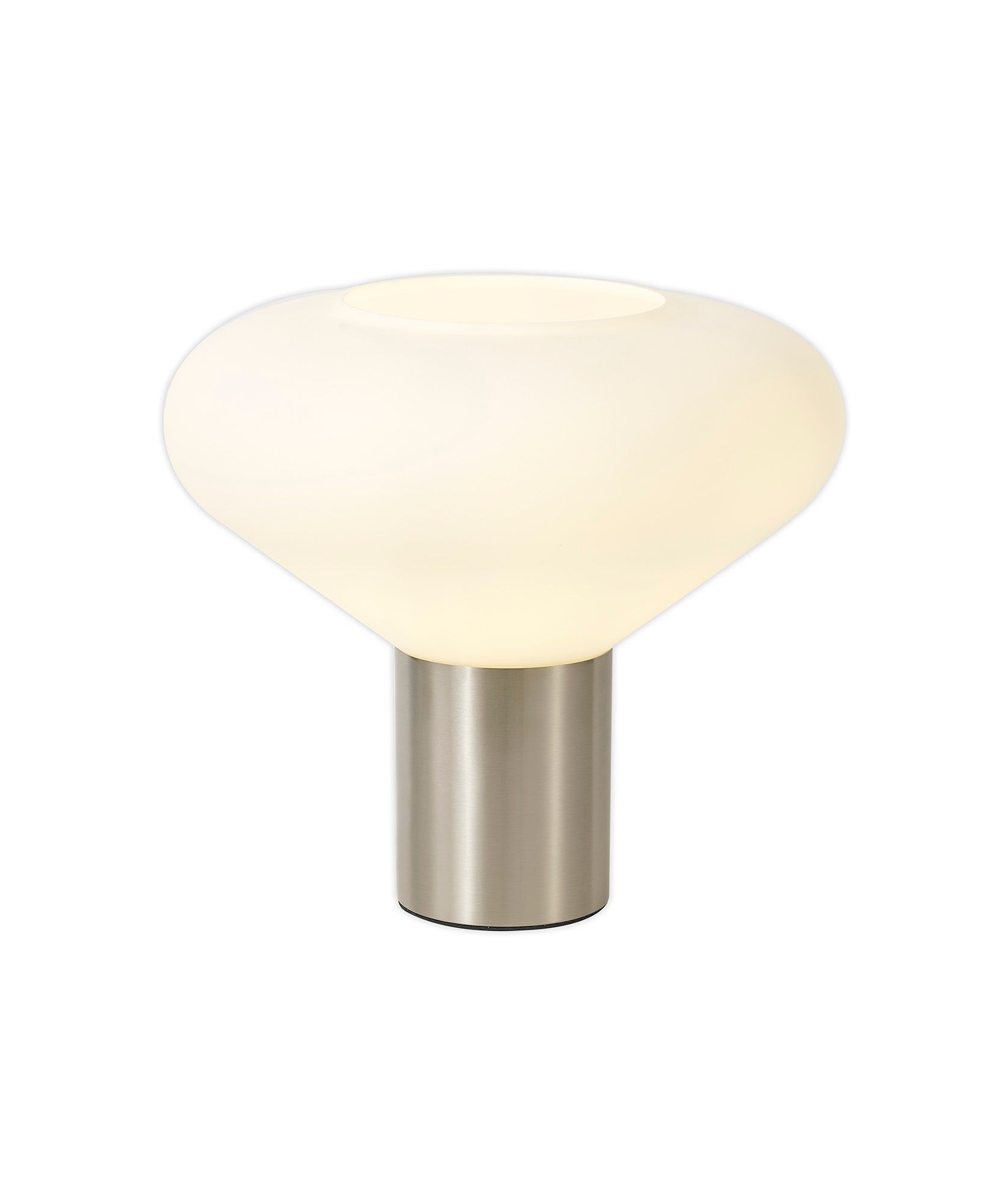 Tuomeb Narrow Table Lamp, Ancient Brass/Clear Glass, Satin Nickel/Opal Glass