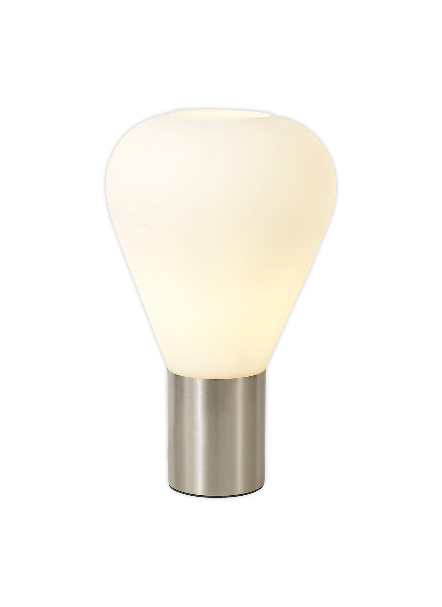 Tuomeb Narrow Table Lamp, Ancient Brass/Clear Glass, Satin Nickel/Opal Glass