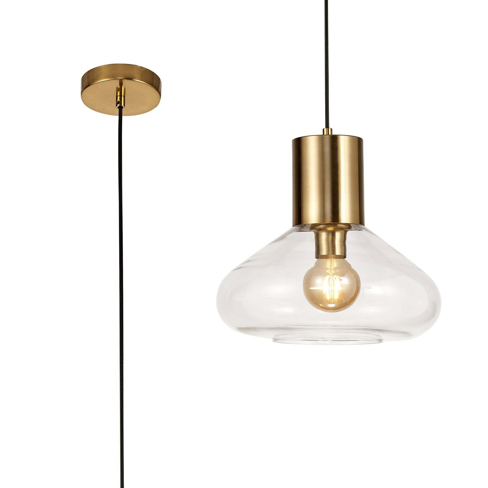 Tuomeb Wide Pendant, Narrow Pendant,Ancient Brass/Clear Glass/Satin Nickel/Opal Glass & Clear Twisted Cable