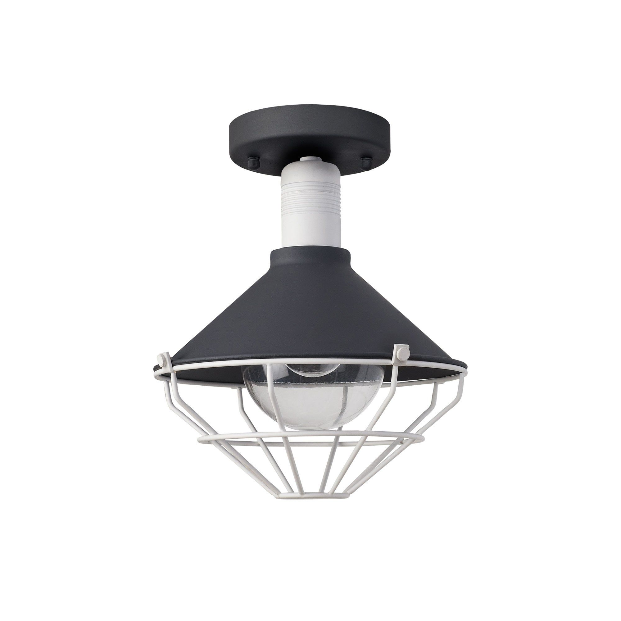 Ontario Semi-Flush Ceiling, 1 Light E27, IP65, Anthracite/Matt White, 2yrs Warranty