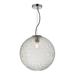 Dar Ossian 1 Light Pendant Polished Chrome And Clear Glass Large - Cusack Lighting