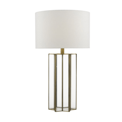 Osuna Table Lamp Natural Metal Glass complete with Shade - Cusack Lighting