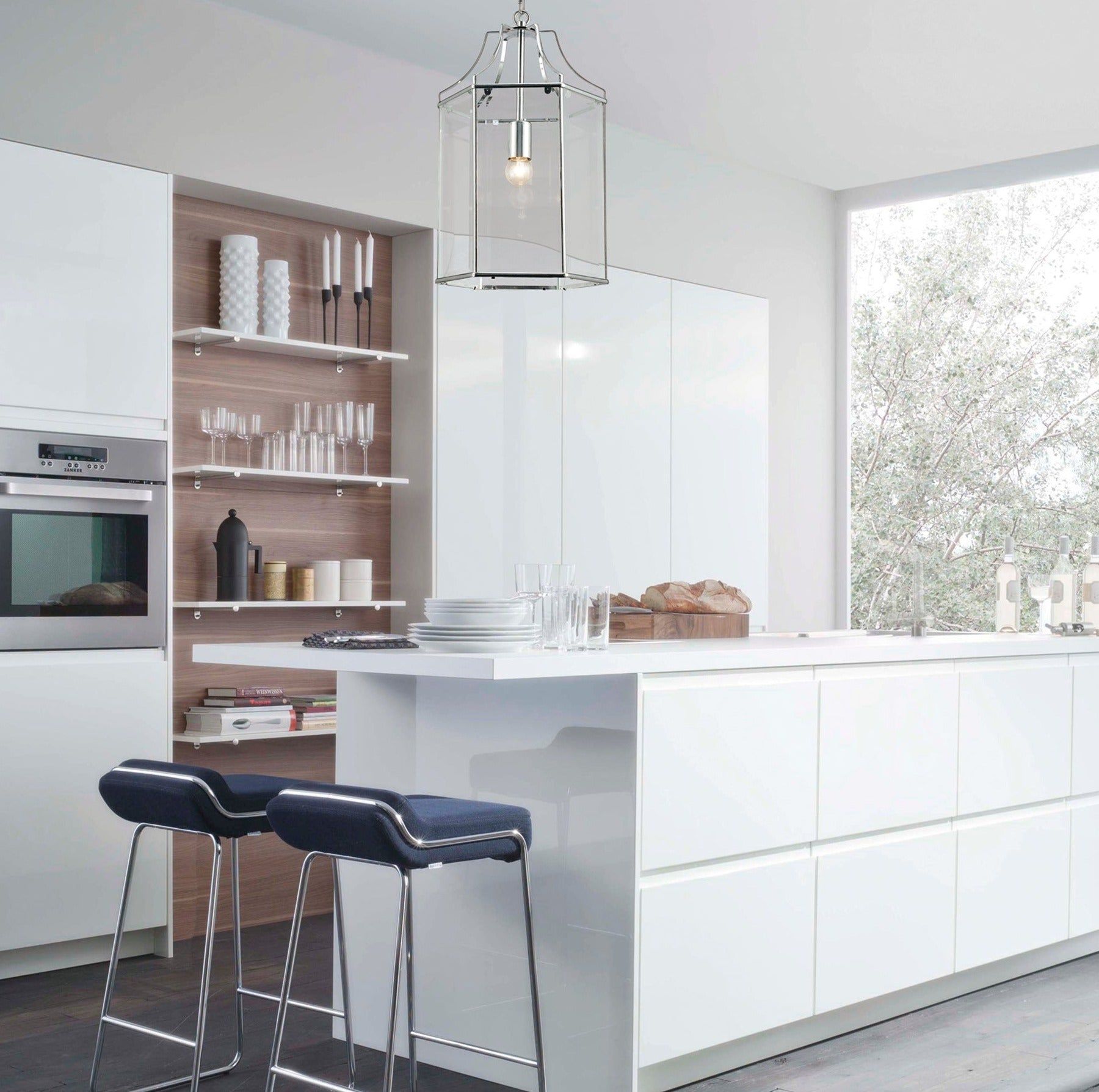Payton Single Hexagonal Pendant 1 Light E27 French Gold/Polished Chrome/Clear Glass