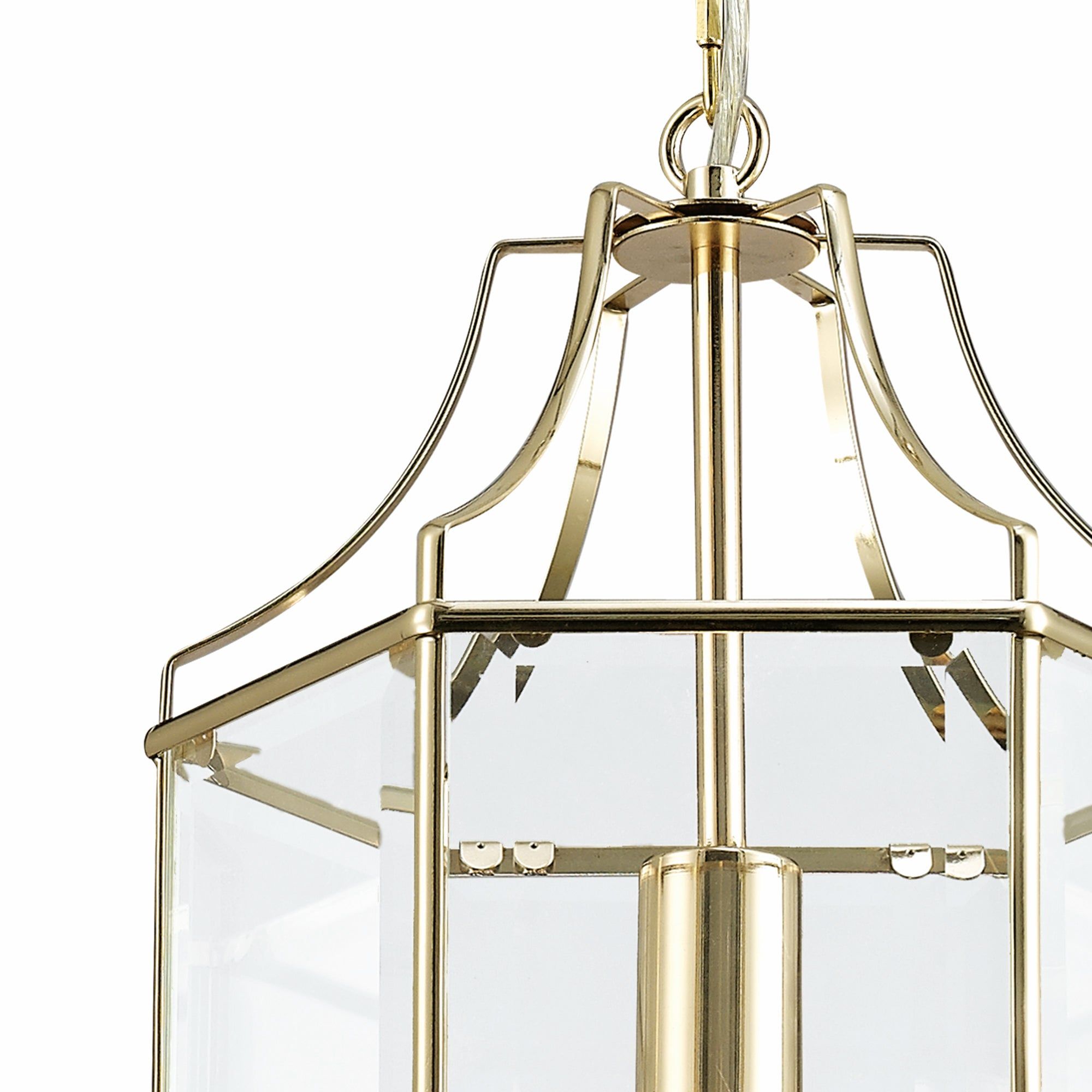 Payton Single Hexagonal Pendant 1 Light E27 French Gold/Polished Chrome/Clear Glass