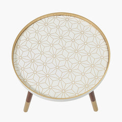 Peretti Floral Design Table - White & Gold Finish