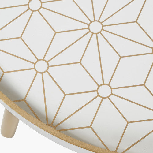 Peretti Floral Design Table - White & Gold Finish