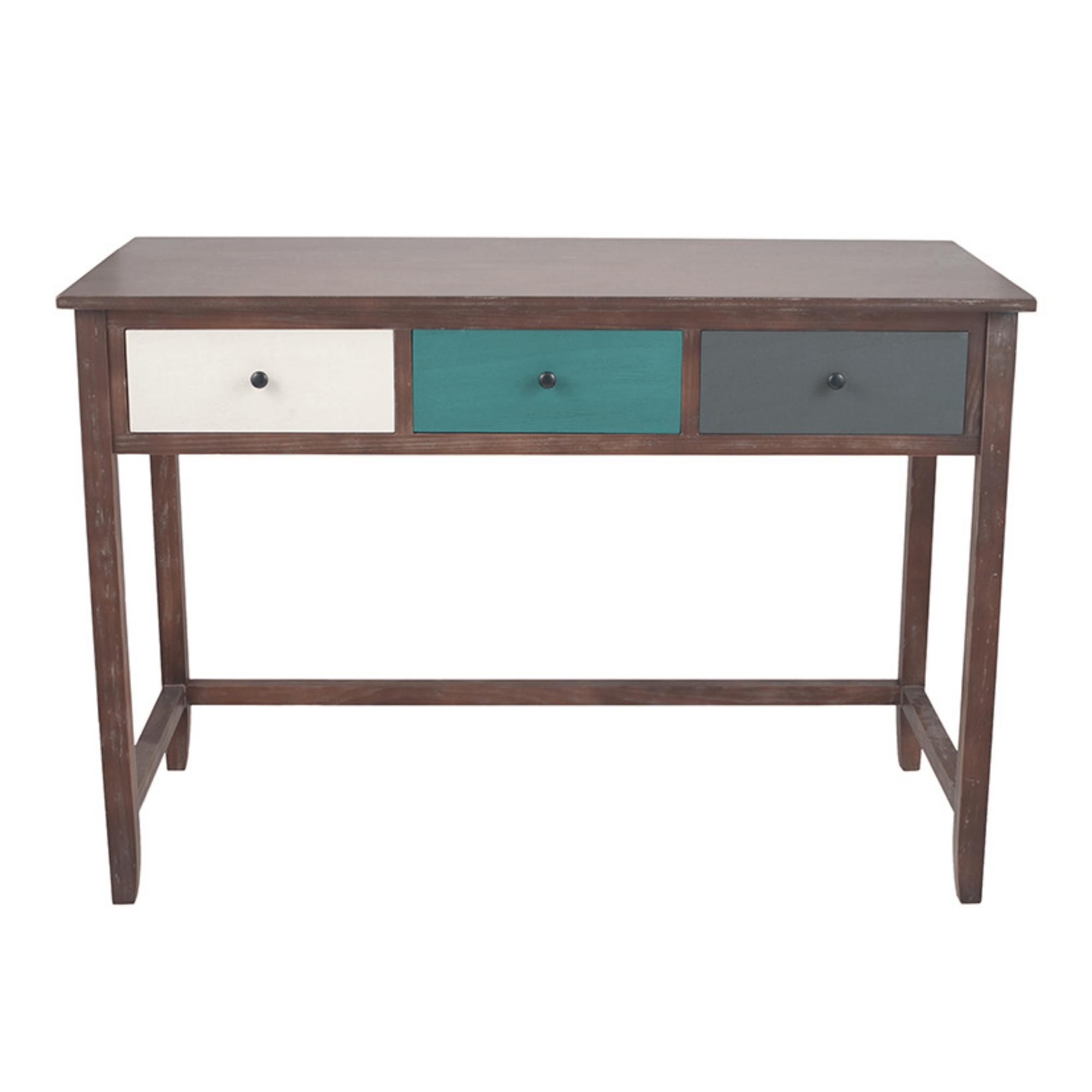 Pine Wood Multicoloured 3 Drawer Desk K/D - Cusack Lighting