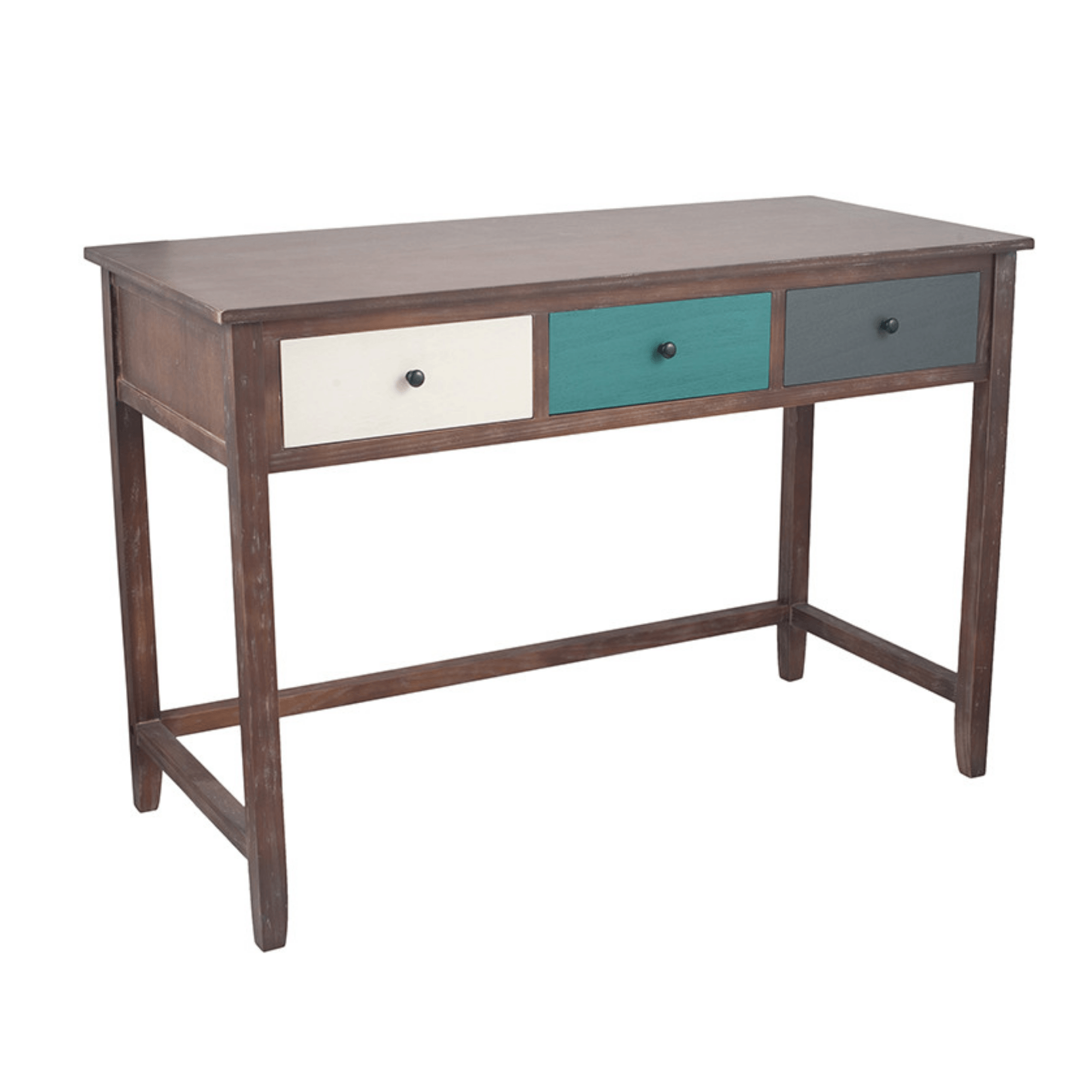 Pine Wood Multicoloured 3 Drawer Desk K/D - Cusack Lighting