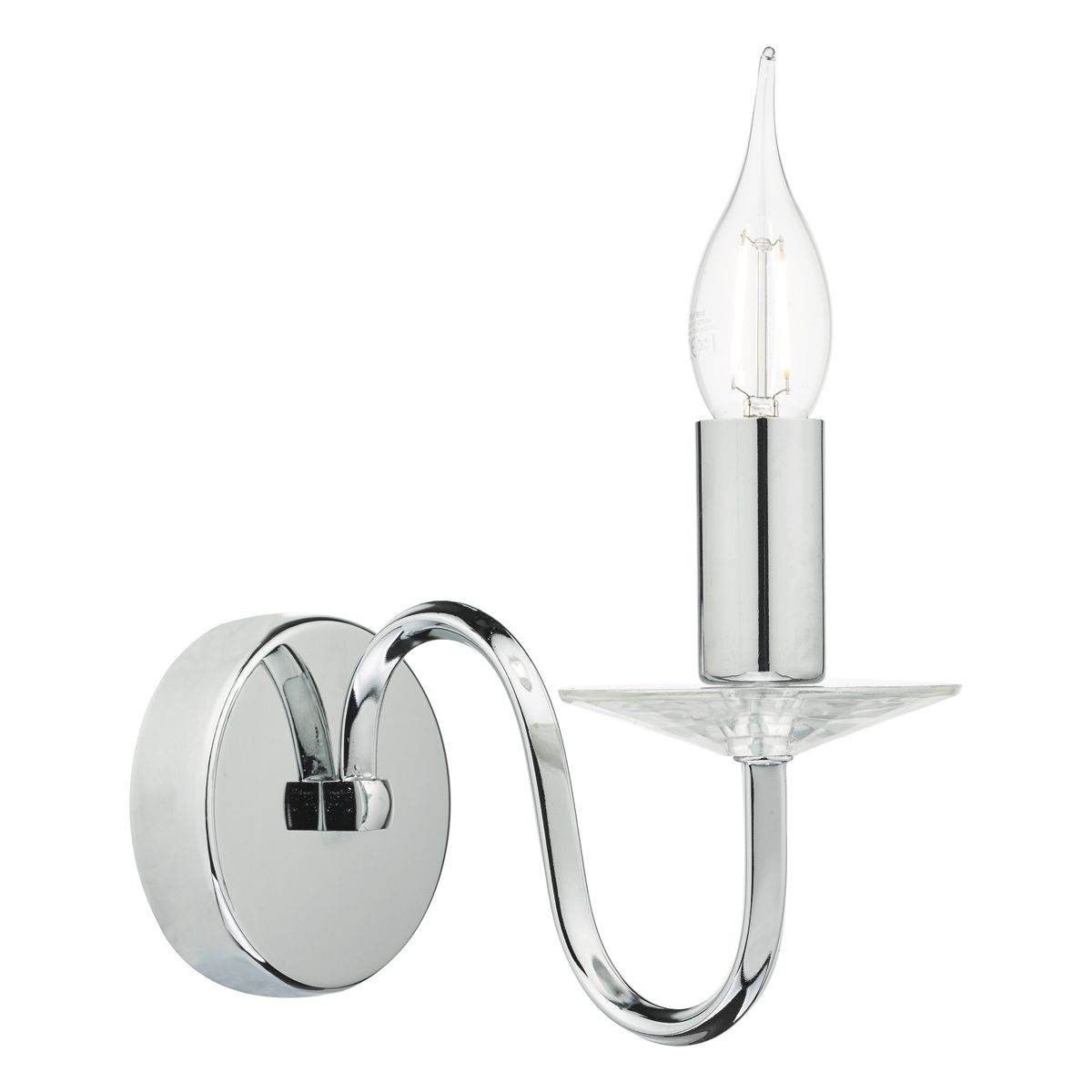 Dar Pique Wall Light Polished Chrome & Clear Crystal Detail - Cusack Lighting