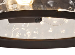Plex Flush Ceiling Lamp, 2 xE27, Antique Bronze/Clear Ripple Glass, IP54, 2yrs Warranty