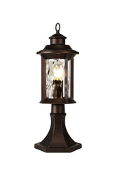 Plex Pedestal Lamp, 1 x E27, Antique Bronze/Clear Ripple Glass, IP54, 2yrs Warranty