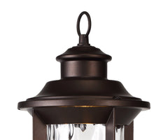 Plex Pedestal Lamp, 1 x E27, Antique Bronze/Clear Ripple Glass, IP54, 2yrs Warranty