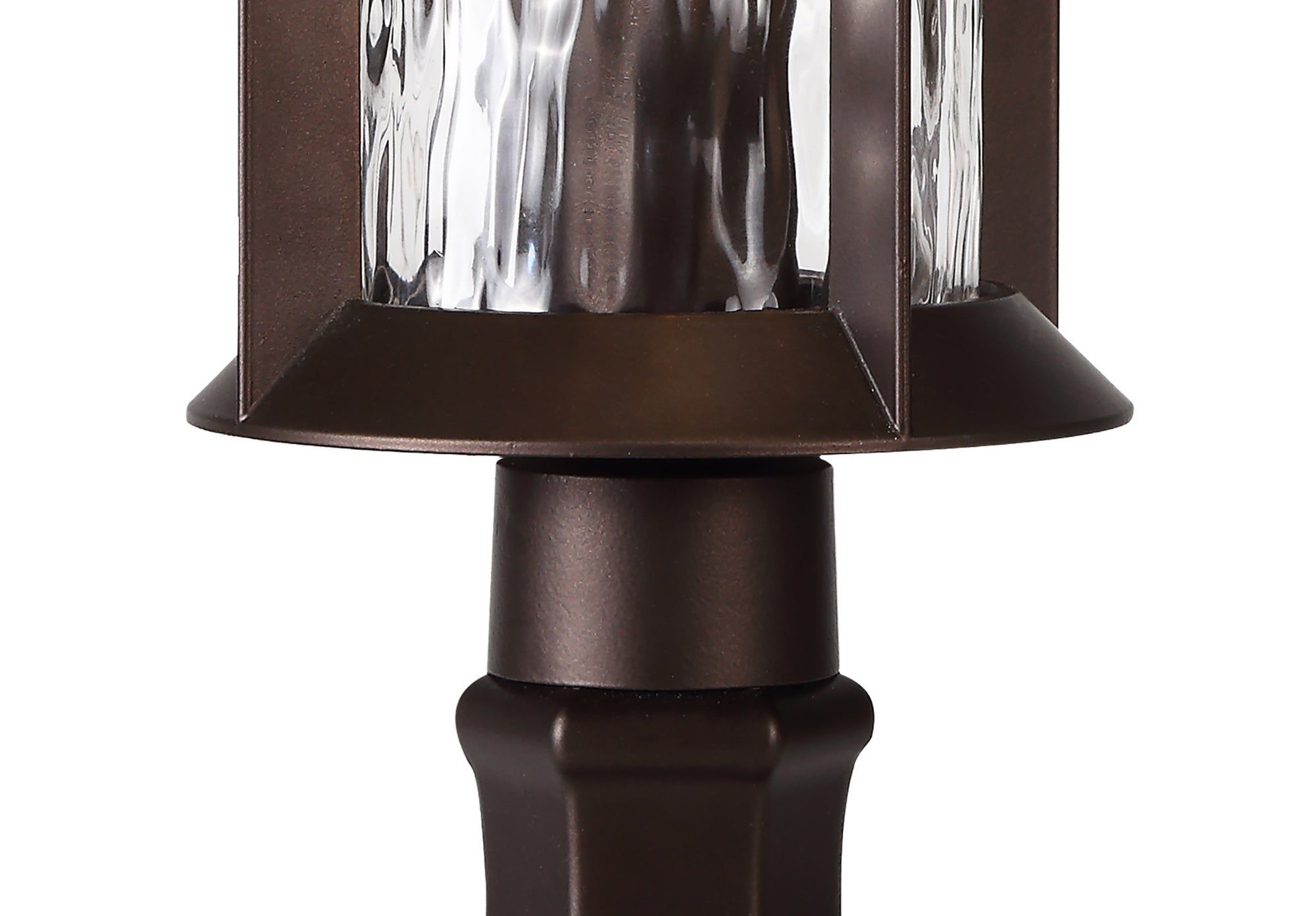 Plex Pedestal Lamp, 1 x E27, Antique Bronze/Clear Ripple Glass, IP54, 2yrs Warranty