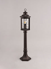 Plex Post Lamp, 1 x E27, Antique Bronze/Clear Ripple Glass, IP54, 2yrs Warranty