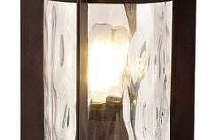 Plex Post Lamp, 1 x E27, Antique Bronze/Clear Ripple Glass, IP54, 2yrs Warranty
