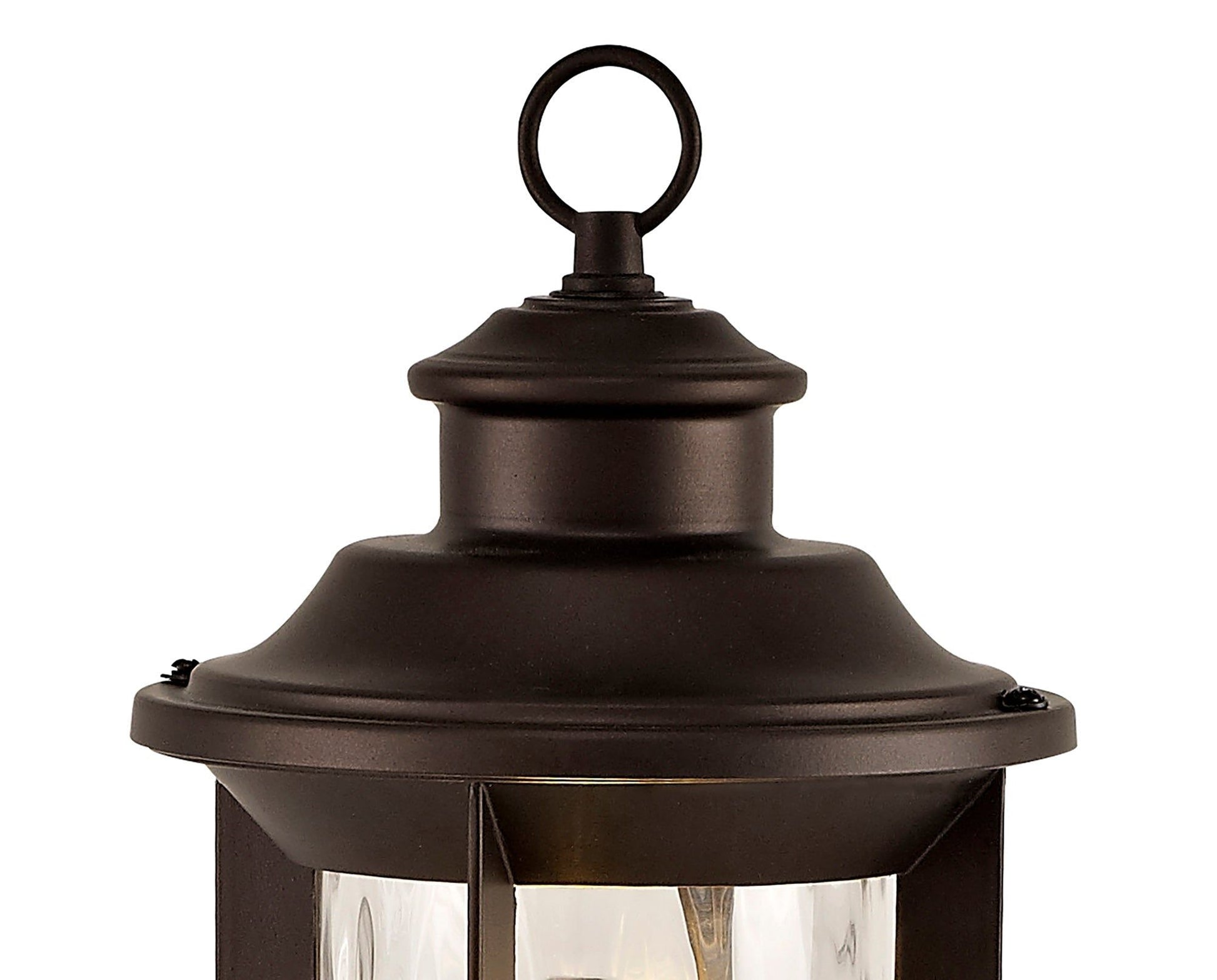 Plex Post Lamp, 1 x E27, Antique Bronze/Clear Ripple Glass, IP54, 2yrs Warranty