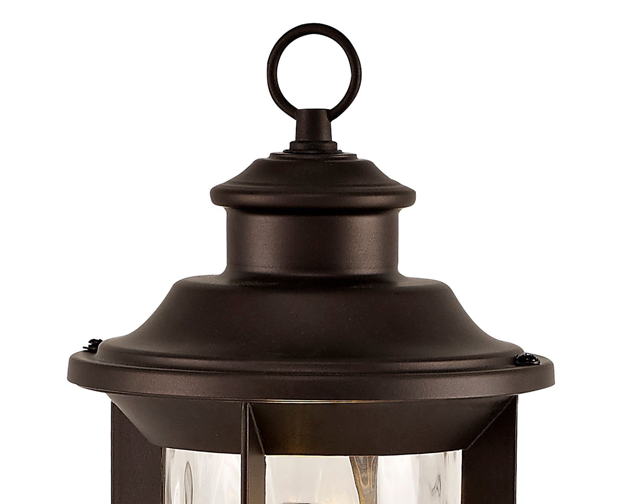 Plex Post Lamp, 1 x E27, Antique Bronze/Clear Ripple Glass, IP54, 2yrs Warranty