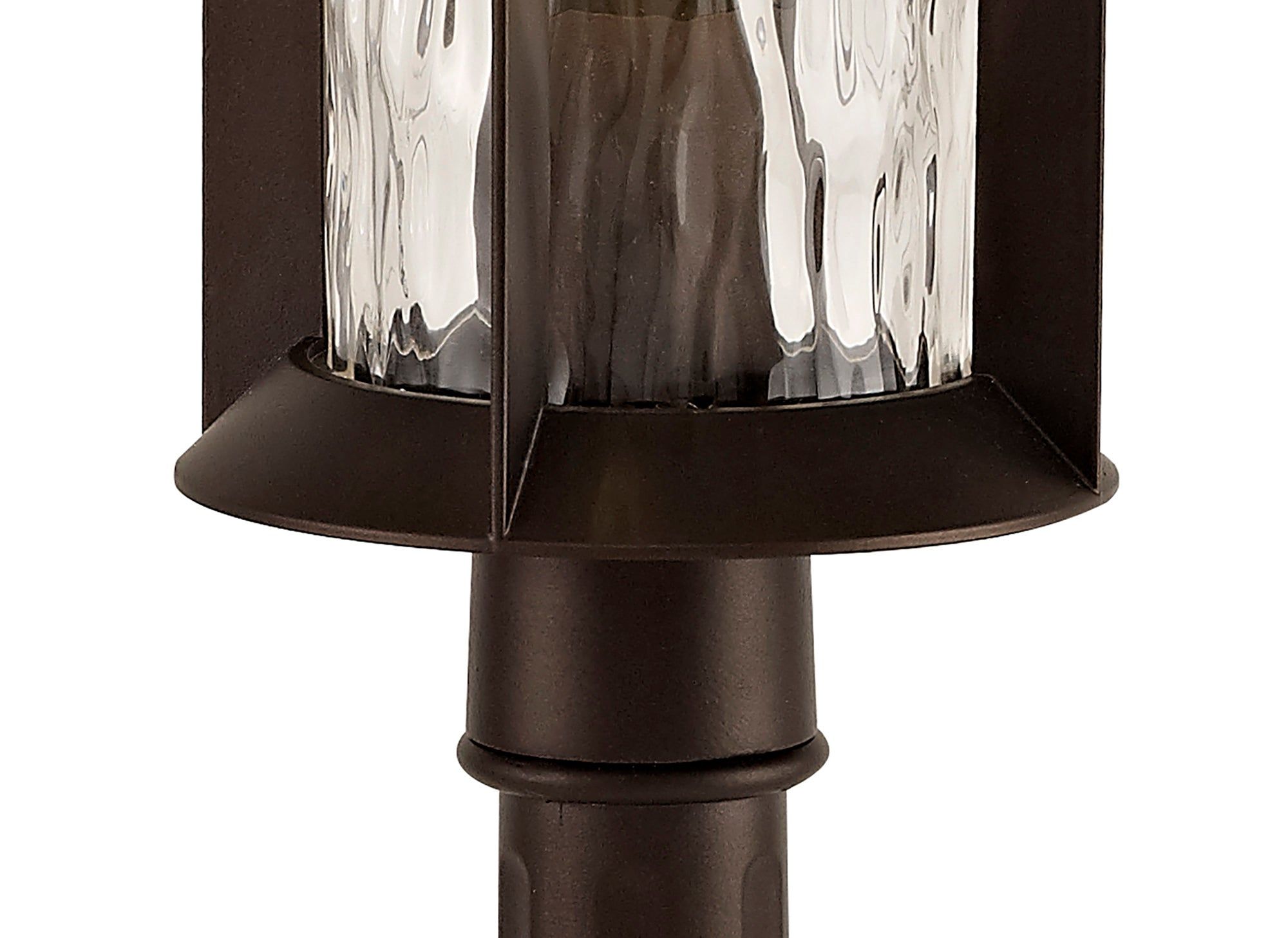 Plex Post Lamp, 1 x E27, Antique Bronze/Clear Ripple Glass, IP54, 2yrs Warranty