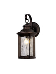 Plex Small Wall Lamp, 1 x E27, Antique Bronze/Clear Ripple Glass, IP54, 2yrs Warranty