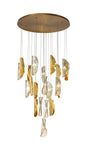Poro Pendant 5m 21 x G9, Brass Metal Shade & Cognac Glass Item Weight: 24.9kg