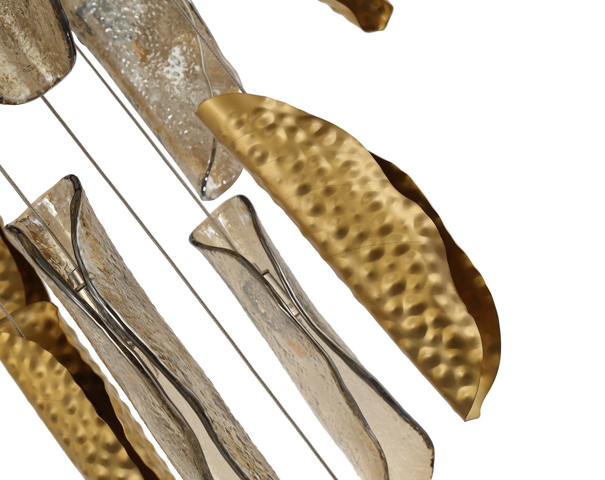 Poro Pendant 5m 21 x G9, Brass Metal Shade & Cognac Glass Item Weight: 24.9kg