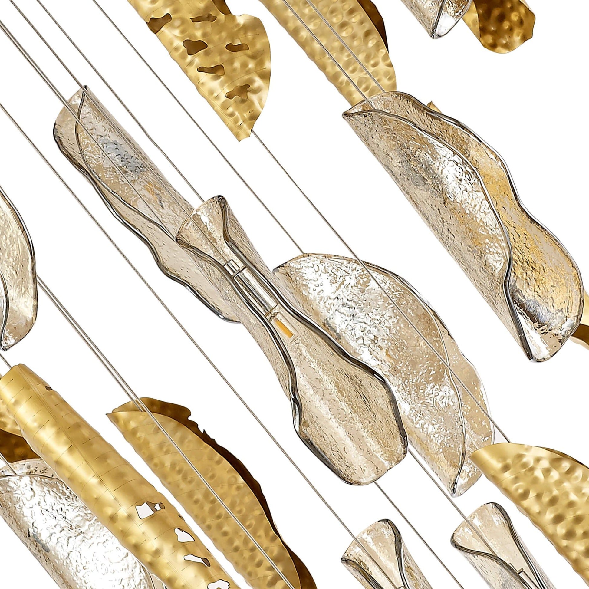 Poro Pendant 5m 21 x G9, Brass Metal Shade & Cognac Glass Item Weight: 24.9kg