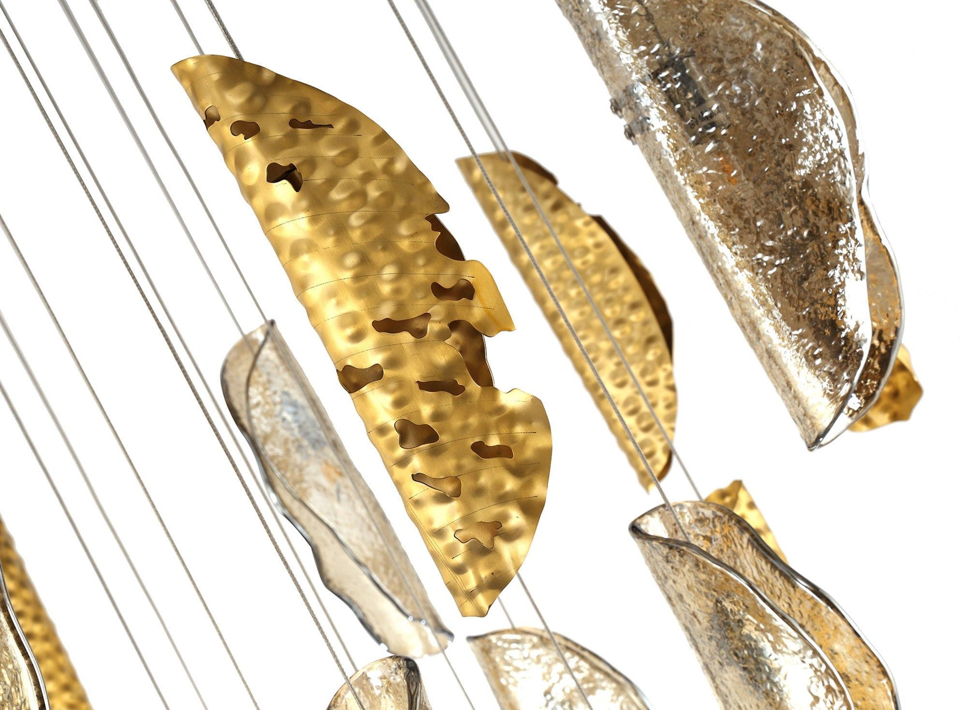 Poro Pendant 5m 21 x G9, Brass Metal Shade & Cognac Glass Item Weight: 24.9kg