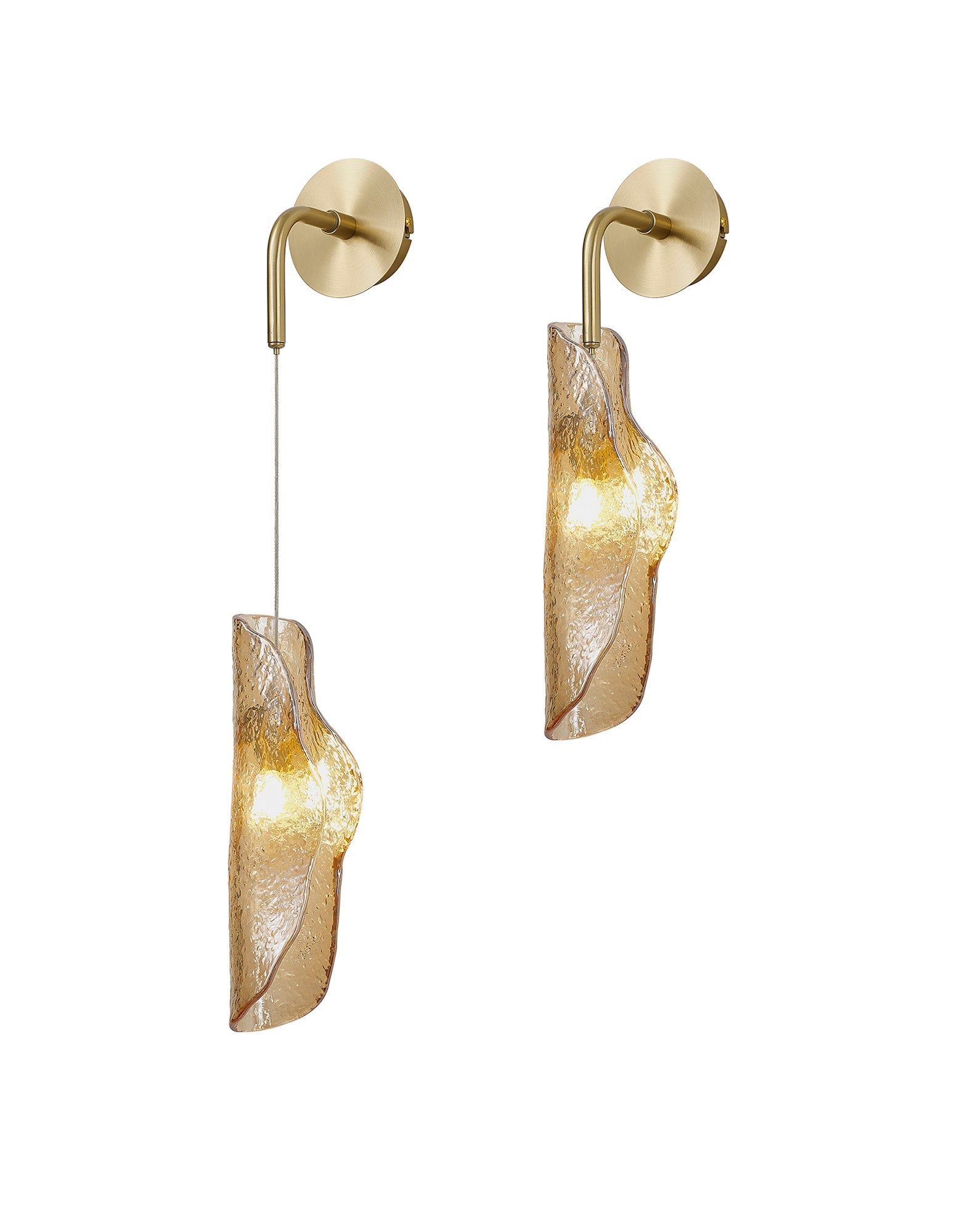 Poro Wall Light, 1 x G9, Brass/Polished Chrome & Cognac Glass