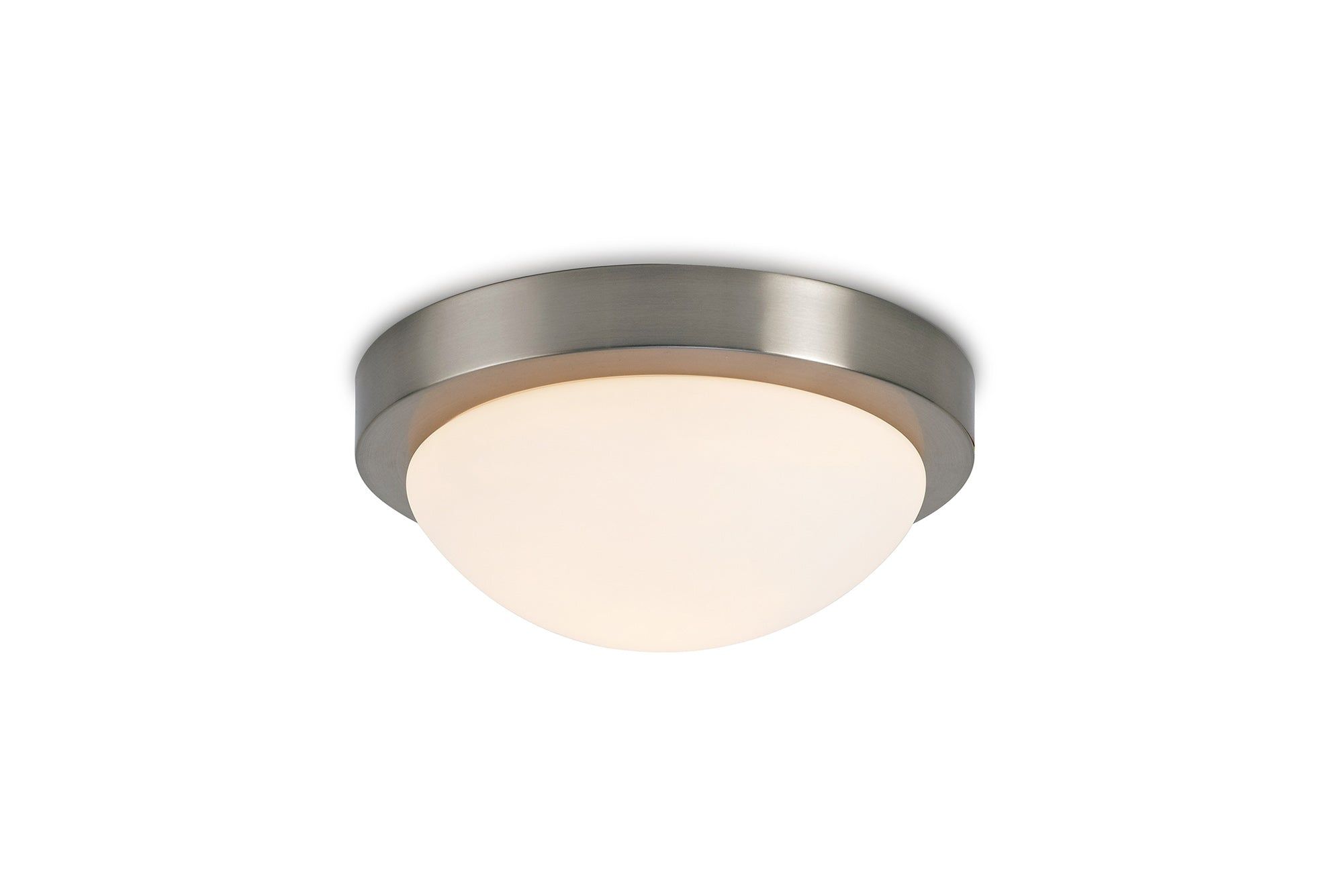 Porter IP44 1 Light E27 Small Flush Ceiling Light, Satin Black/Satin Nickel  With Opal White Glass