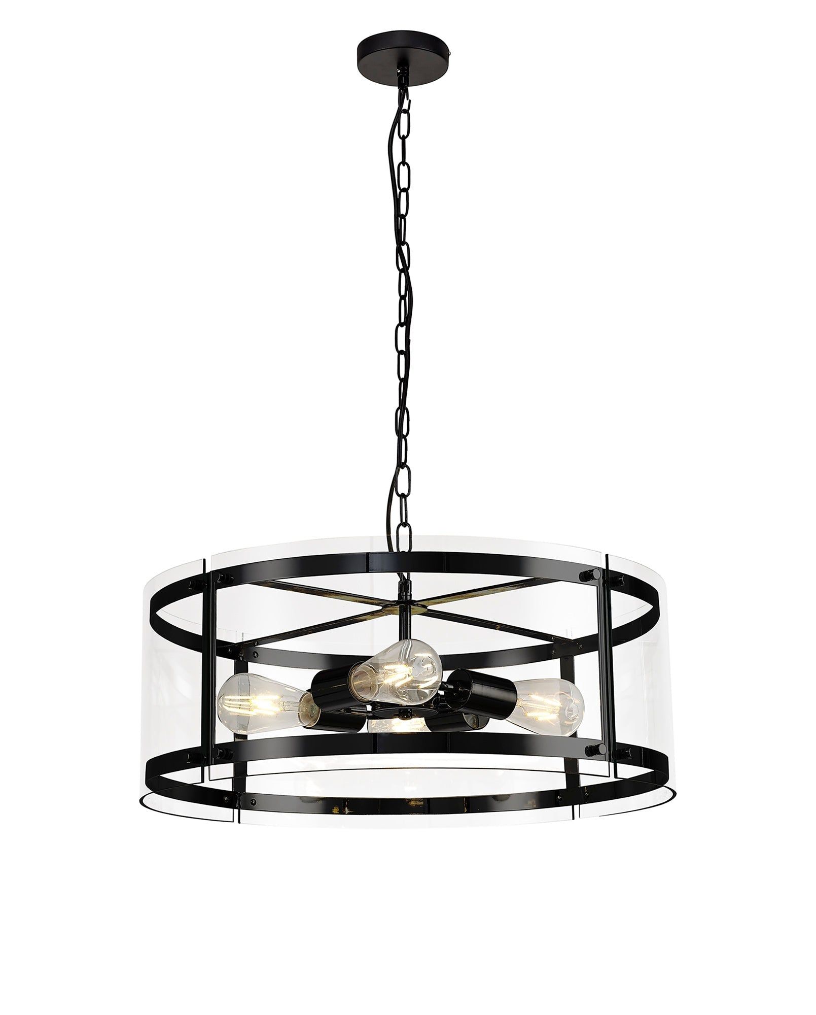 Aeiter Pendant Ceiling Light, 4 Light E27, Matt Black IP20