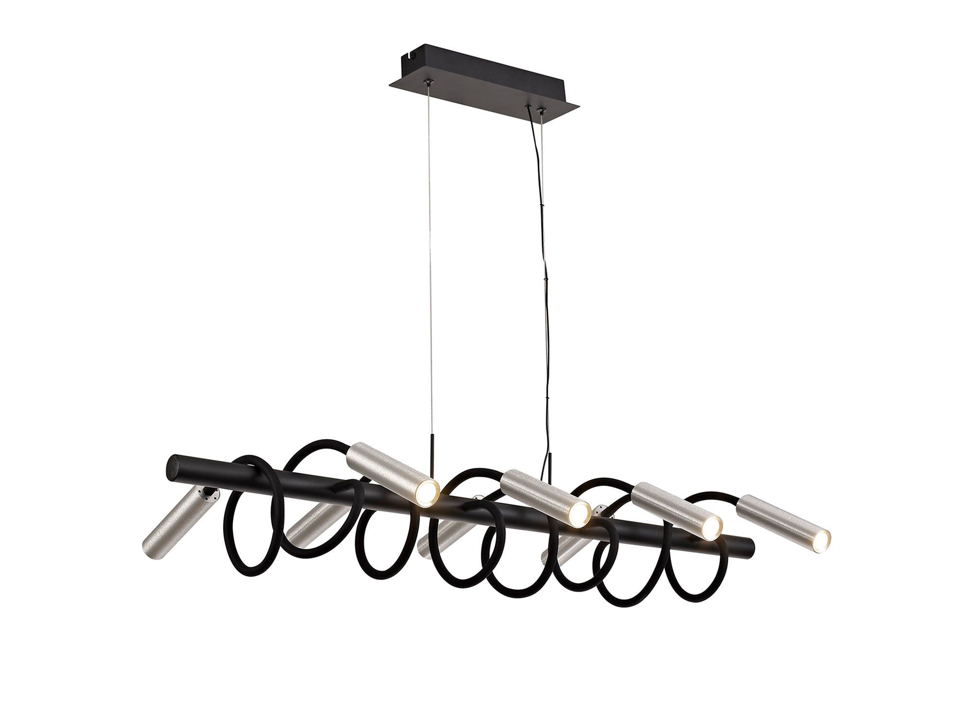 Aibeo Linear Pendant Ceiling Lights, 8 Light Adjustable Arms, 8 x 4W LED Dimmable, 3000K, 2000lm, 3yrs Warranty, Black & Aluminium, 3yrs Warranty IP20