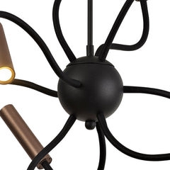 Aibeo Sputnik Pendant, 9 Light Adjustable Arms, 9 x 4W LED Dimmable, 3000K, 2250lm, Black & Satin Copper, 3yrs Warranty