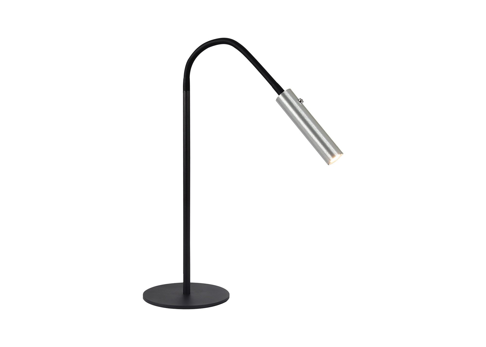 Aibeo Table Lamp, 1 Light Adjustable Switched, 1 x 7W LED, 3000K, 436lm, Black & Aluminium, 3yrs Warranty