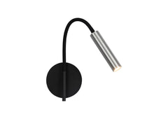 Aibeo Wall Lamp, 1 Light Adjustable Switched, 1 x 7W LED, 3000K, 436lm, Black & Aluminium, 3yrs Warranty