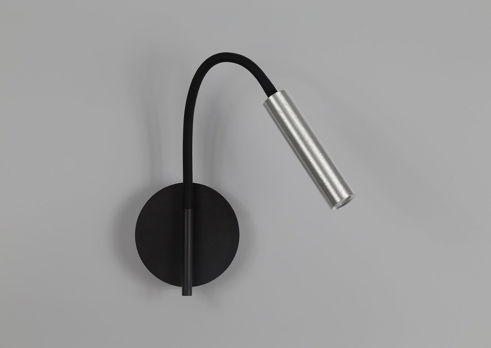 Aibeo Wall Lamp, 1 Light Adjustable Switched, 1 x 7W LED, 3000K, 436lm, Black & Aluminium, 3yrs Warranty