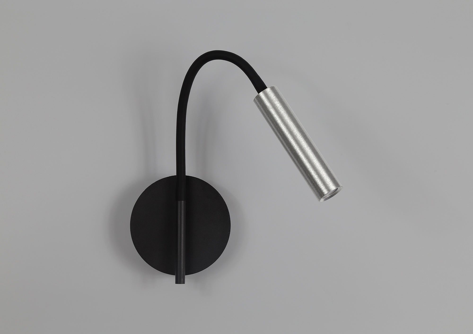 Aibeo Wall Lamp, 1 Light Adjustable Switched, 1 x 7W LED, 3000K, 436lm, Black & Aluminium, 3yrs Warranty
