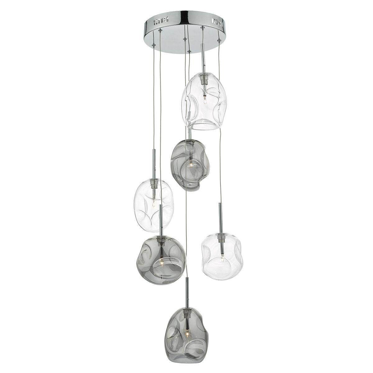Dar Quinn 6 Light Cluster Fitting Smoked / Clear - Cusack Lighting