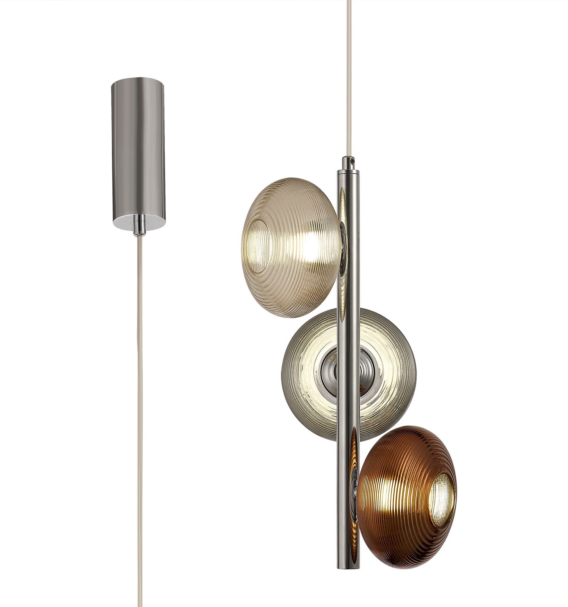 Amiety Multiple Pendant, 3 x 8W LED, 4000K, Smoked, Copper & Champagne/Polished Chrome, 3yrs Warranty IP20