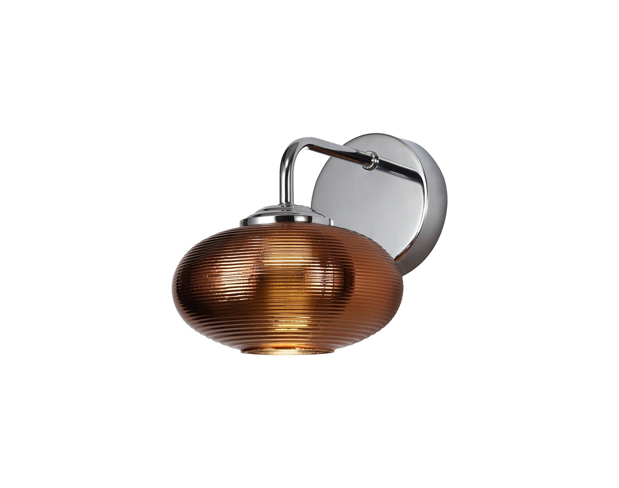 Amiety Wall Lamp Switched, 1 x 8W LED, 4000K, Copper & Polished Chrome, 3yrs Warranty IP20