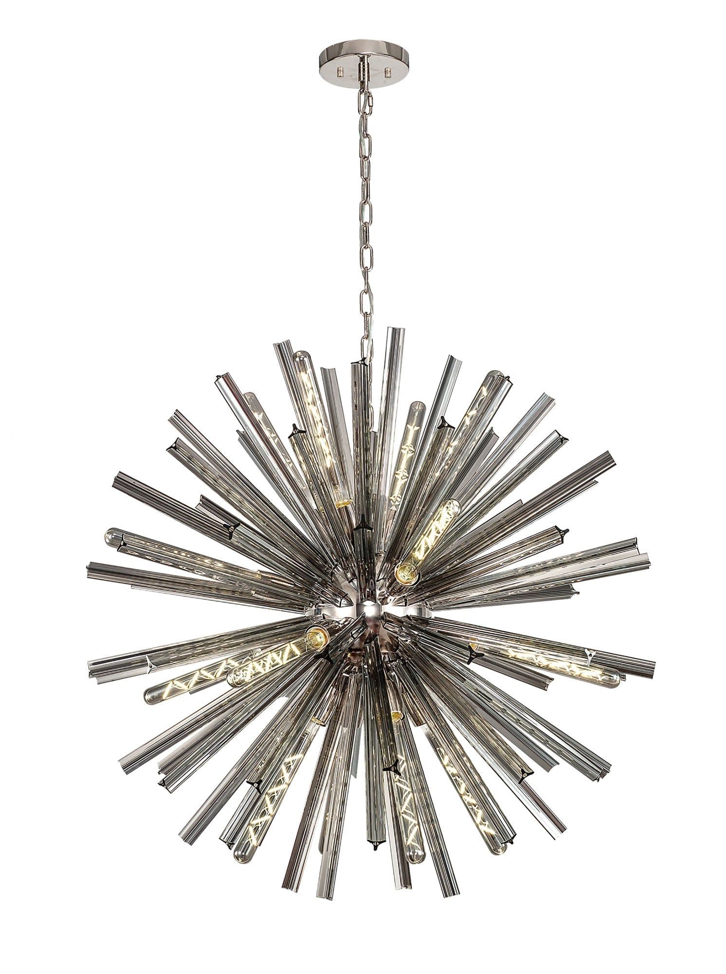 Rater 10 Light E14, Round Pendant Brown Oxide, Round Pendant Polished Nickel, Champagne Gold Glass, Clear Glass, Smoke Glass