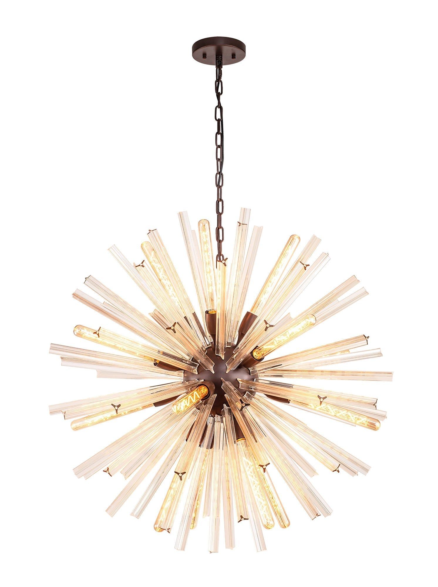 Rater 10 Light E14, Round Pendant Brown Oxide, Round Pendant Polished Nickel, Champagne Gold Glass, Clear Glass, Smoke Glass