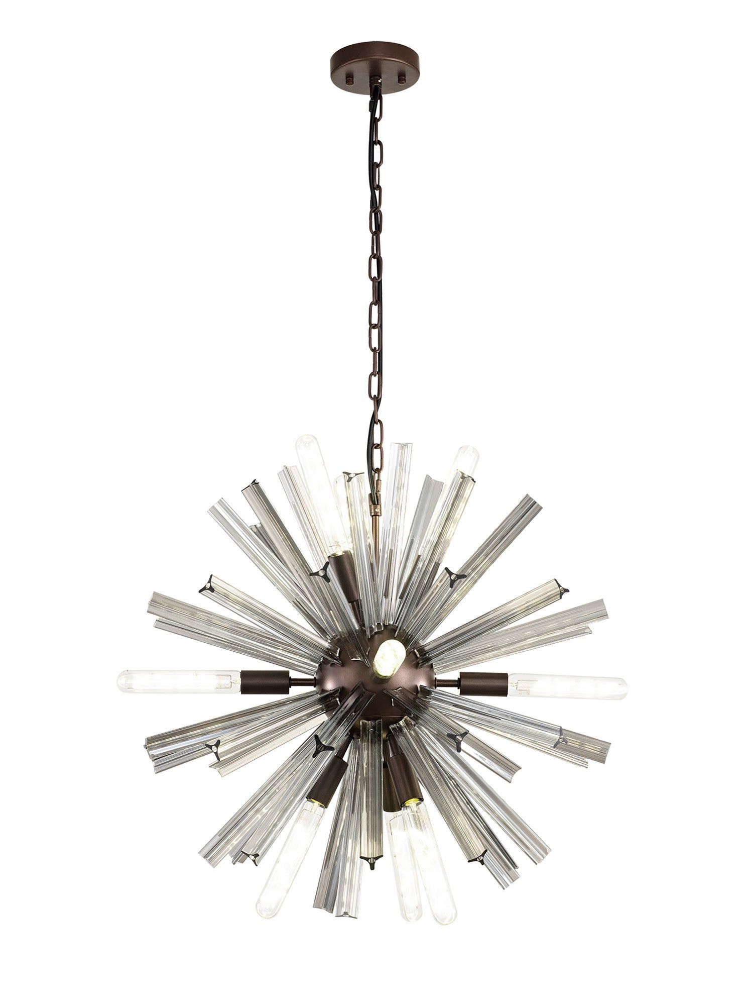 Rater 10 Light E14, Round Pendant Brown Oxide, Round Pendant Polished Nickel, Champagne Gold Glass, Clear Glass, Smoke Glass