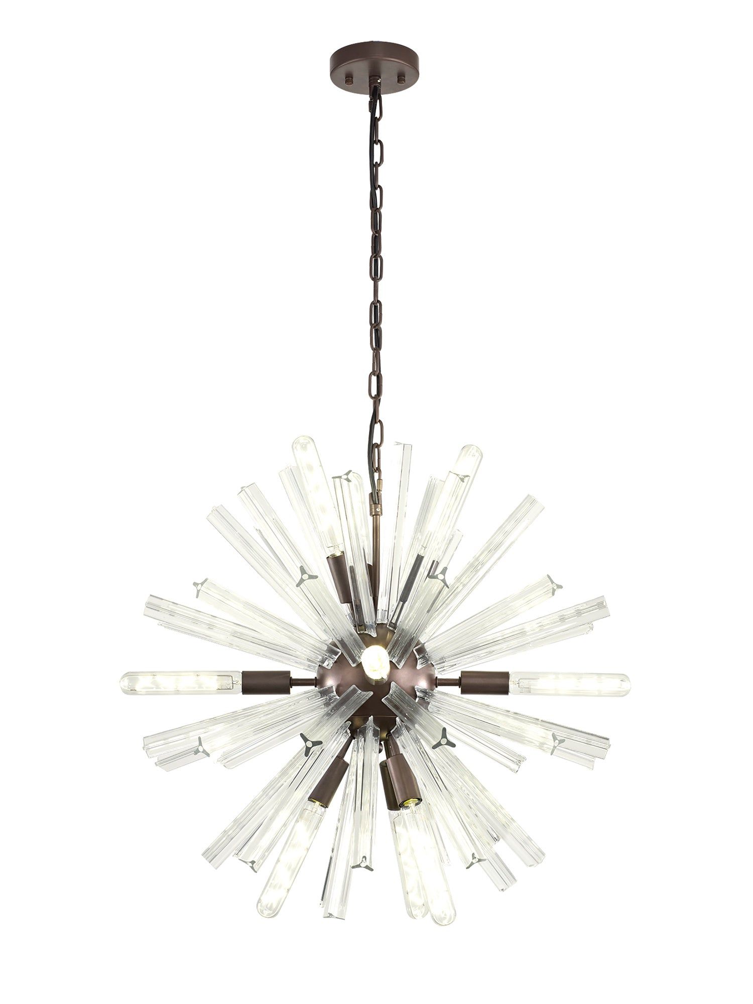 Rater 10 Light E14, Round Pendant Brown Oxide, Round Pendant Polished Nickel, Champagne Gold Glass, Clear Glass, Smoke Glass